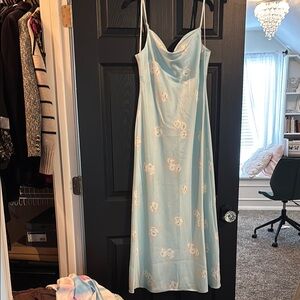 Wayf Light Blue Floral Midi Dress